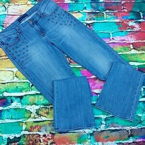 Rock & Republic Kasandra Queen B Studded Jeans Bootcut Distressed Biker size 12M